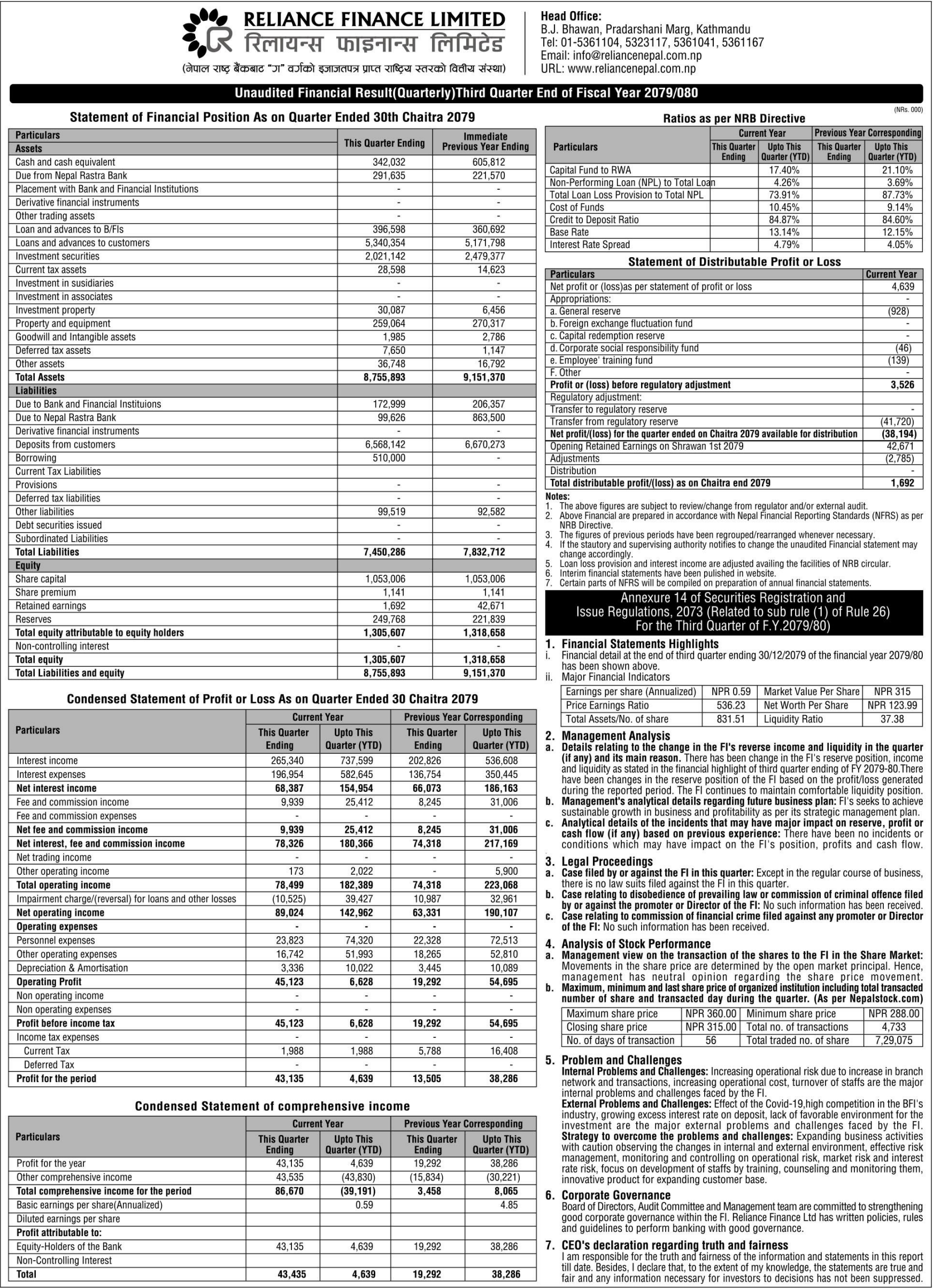 Image of FY 2079-80 : Q3 Report : Reliance Finance Ltd (RLFL)