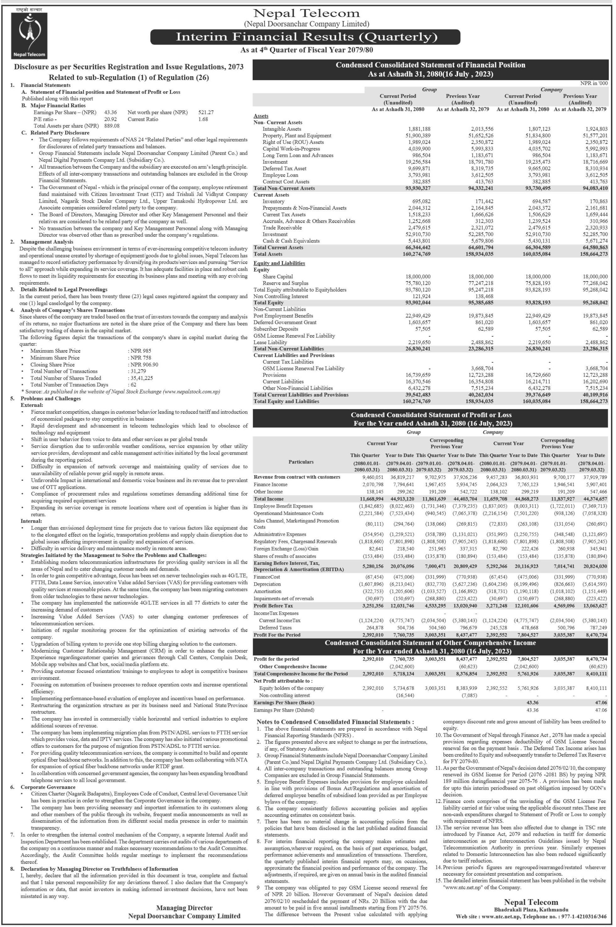 Image of FY 2079-80 : Q4 Report : Nepal Doorsanchar Comapany Ltd. (NTC)