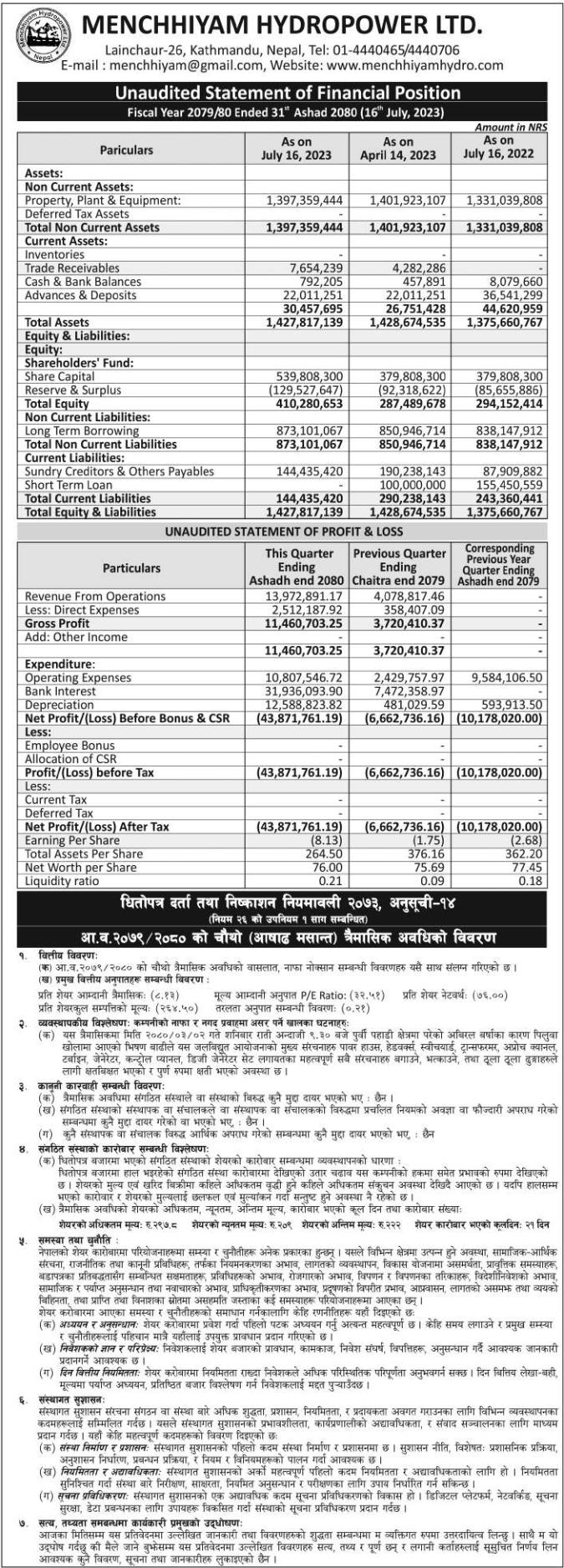 Image of FY 2079-80 : Q4 Report : Menchhiyam Hydropower Ltd (MENCH)