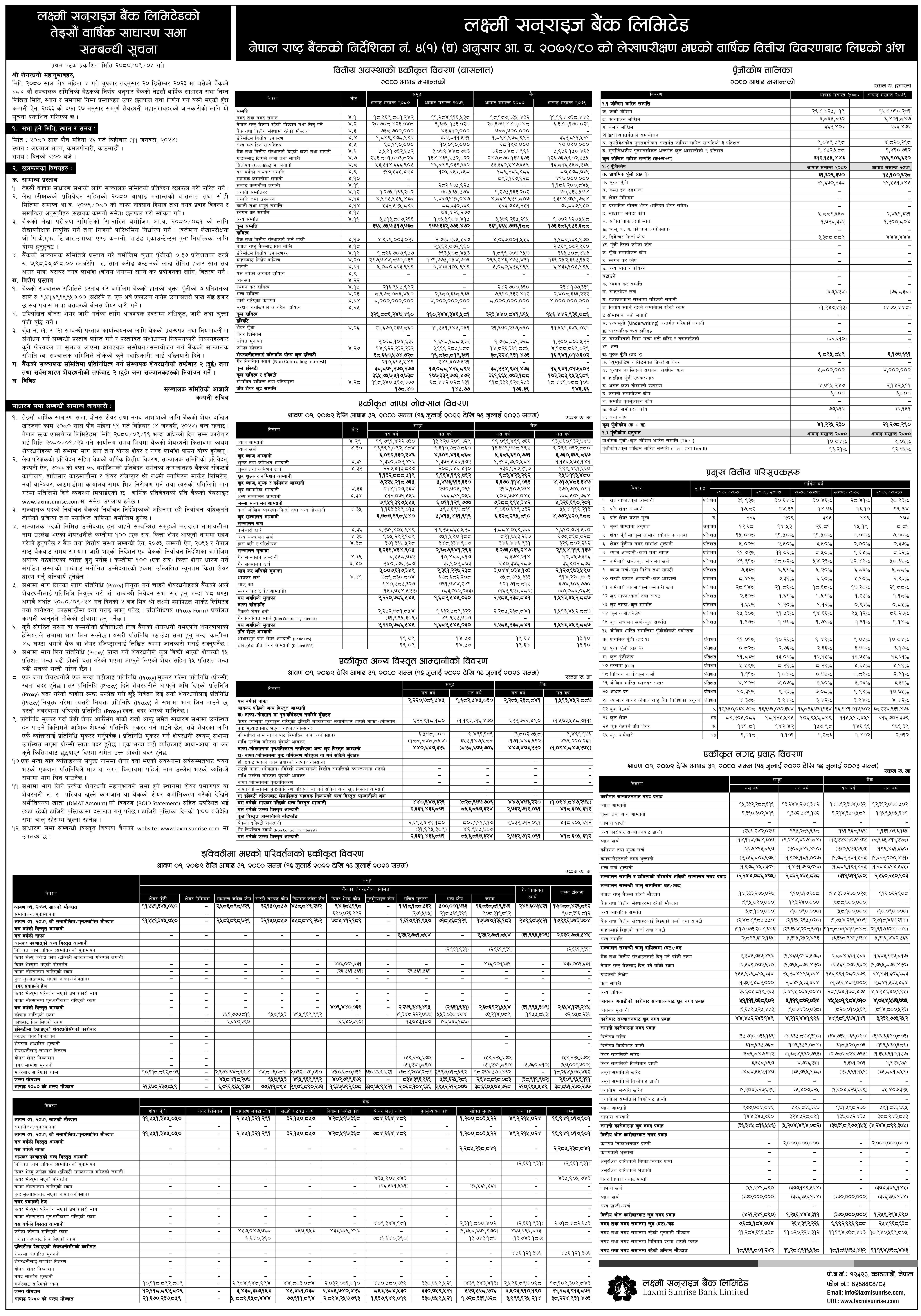 Image of 23rd AGM Notice and Financial Report : Laxmi Sunrise Bank Limited (LSBL)