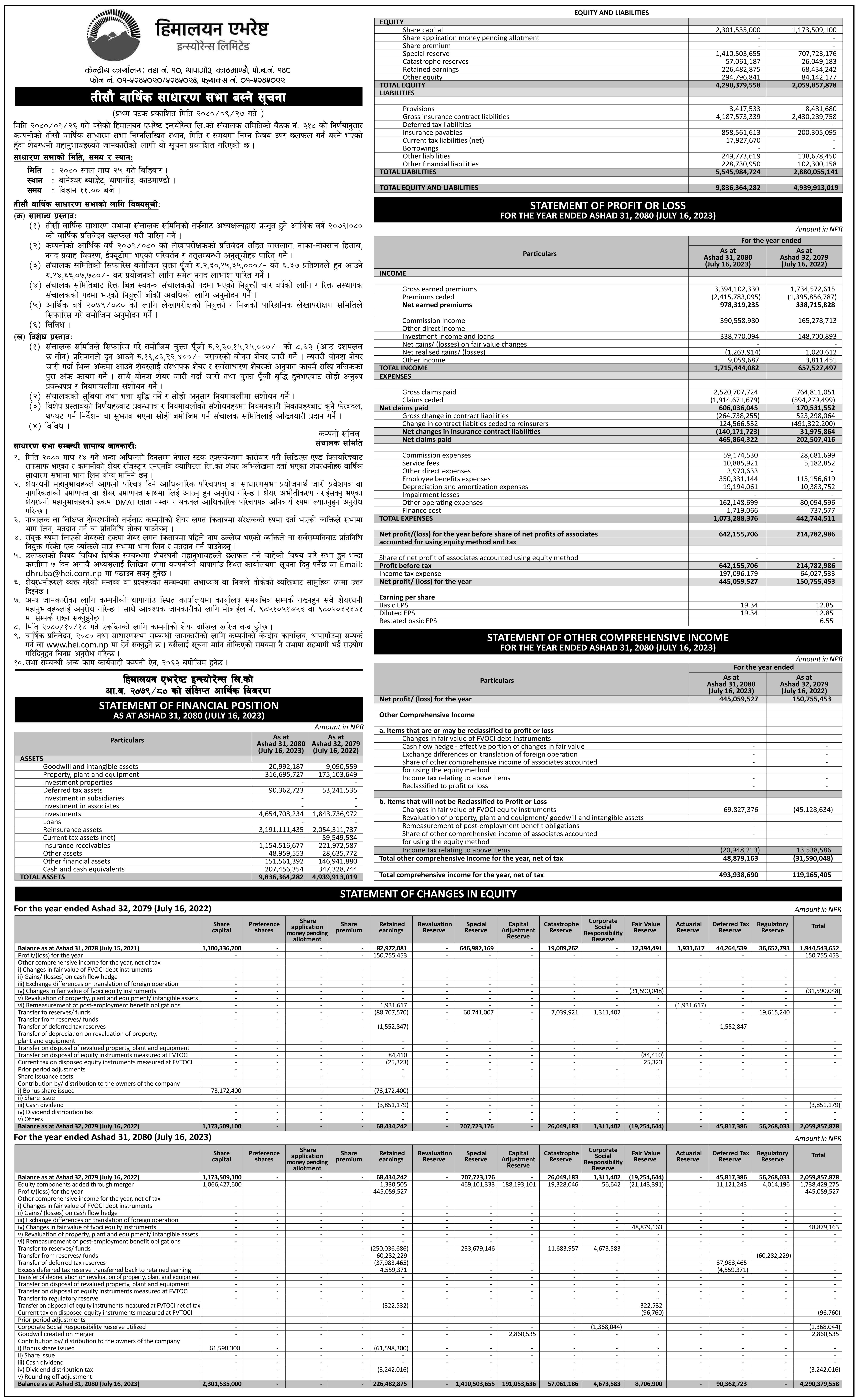 Image of 30th AGM Notice and Financial Report: Himalayan Everest Insurance Limited (HEI)