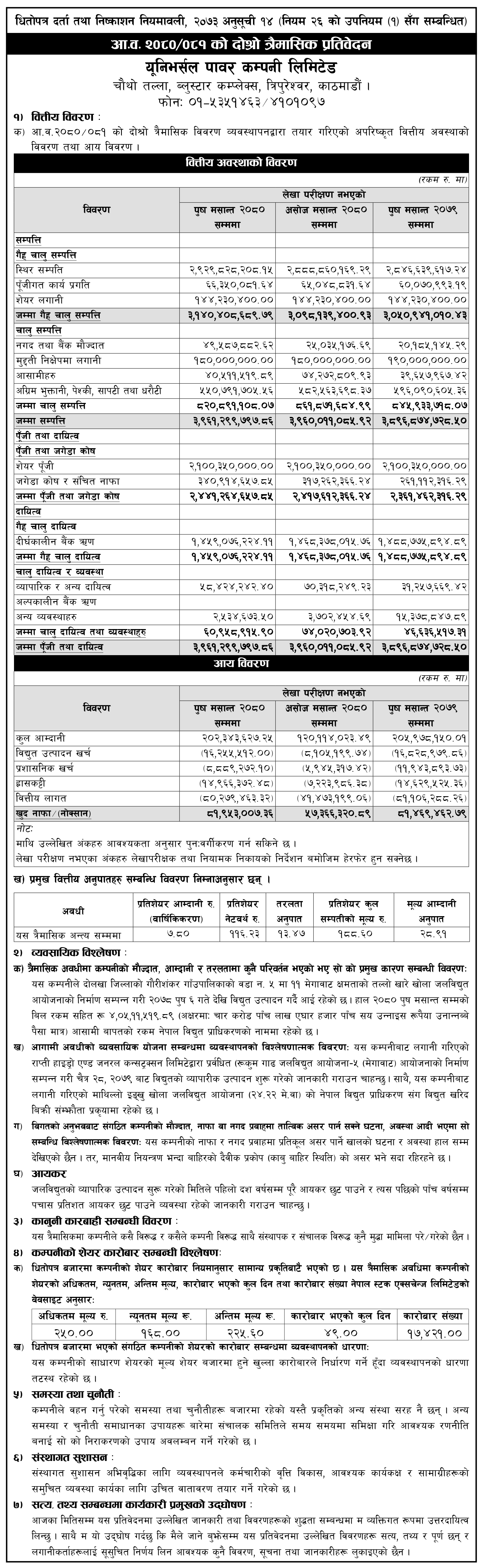 Image of FY 2080-81: Q2 Report: Universal Power Company Ltd. (UPCL)