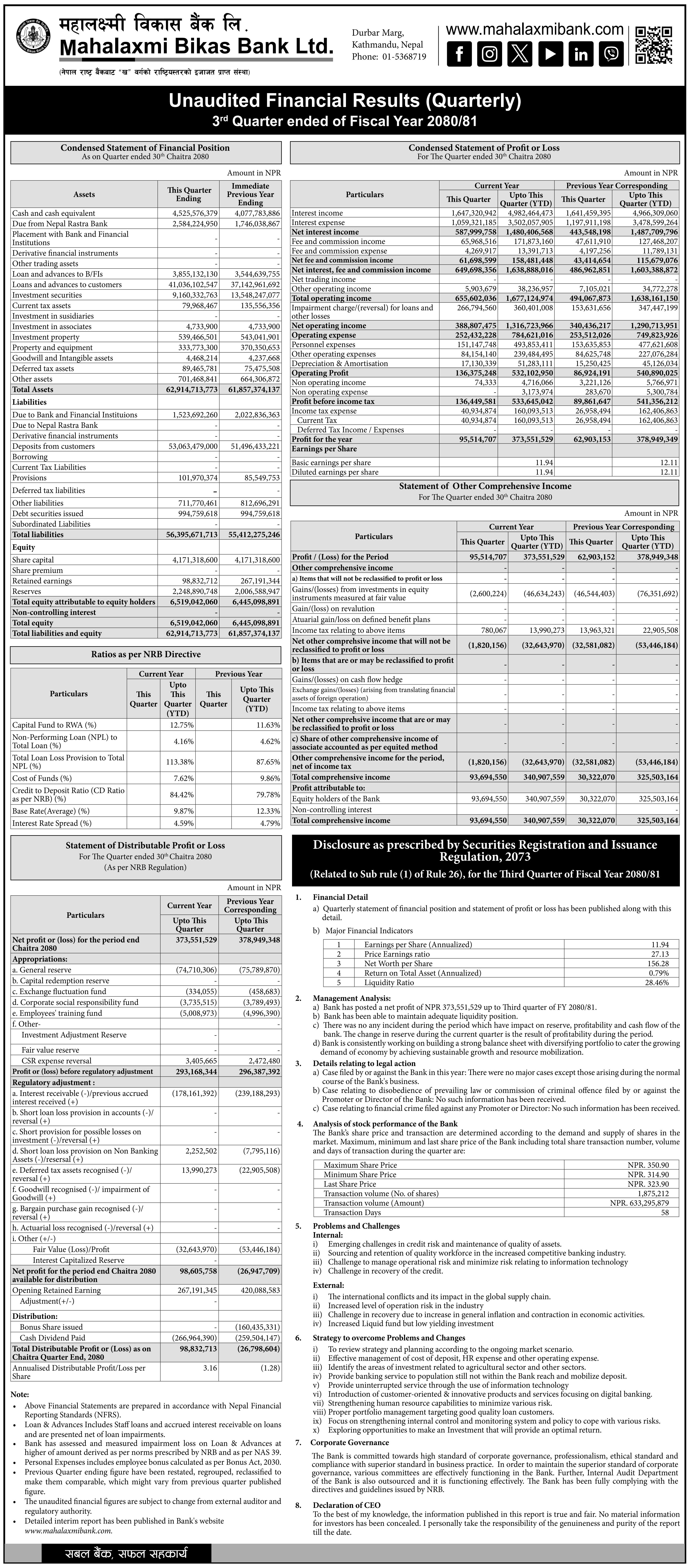 Image of FY 2080-81: Q3 Report: Mahalaxmi Bikas Bank Limited (MLBL)