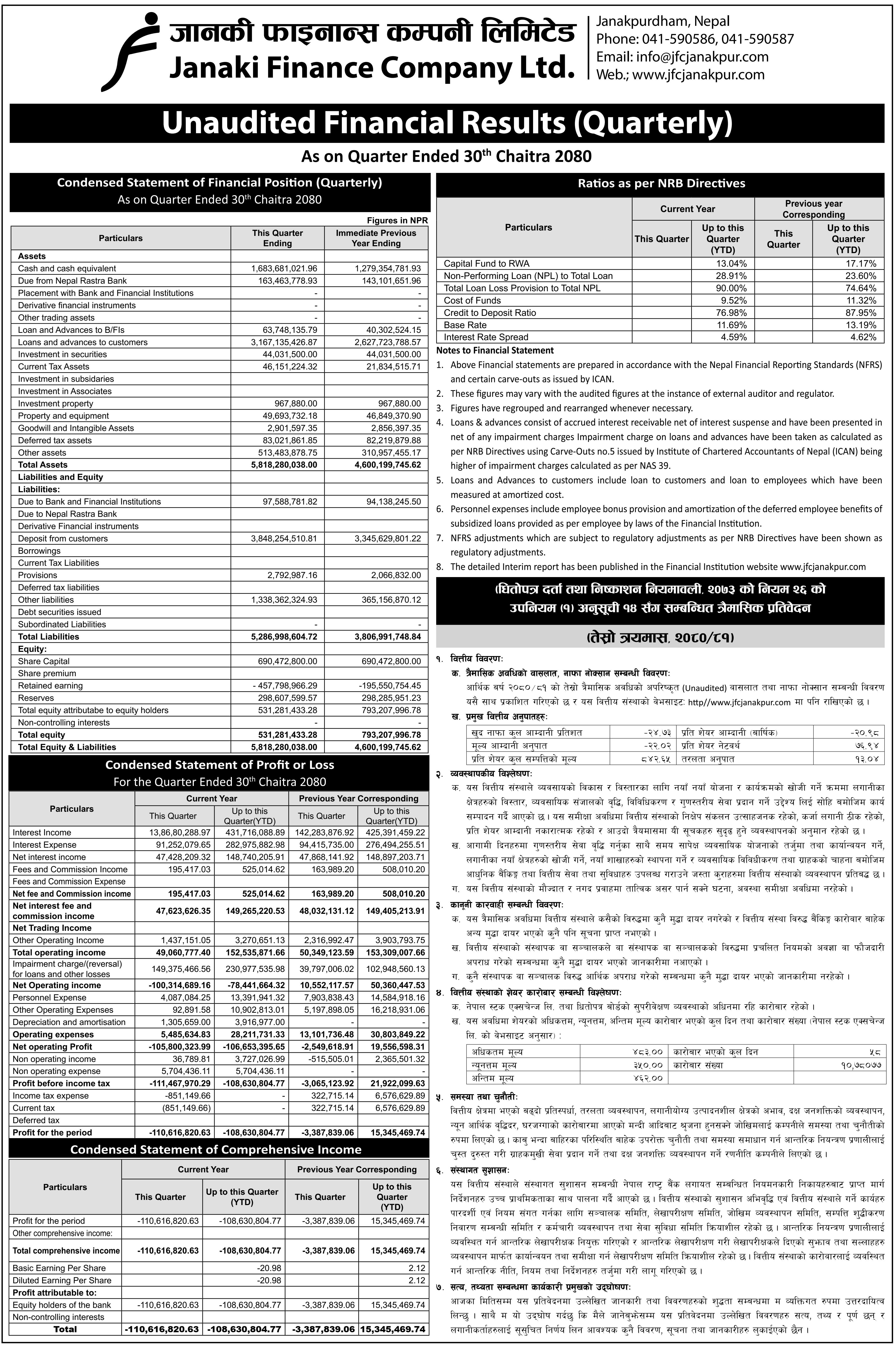 Image of FY 2080-81: Q3 Report: Janaki Finance Company Limited (JFL)