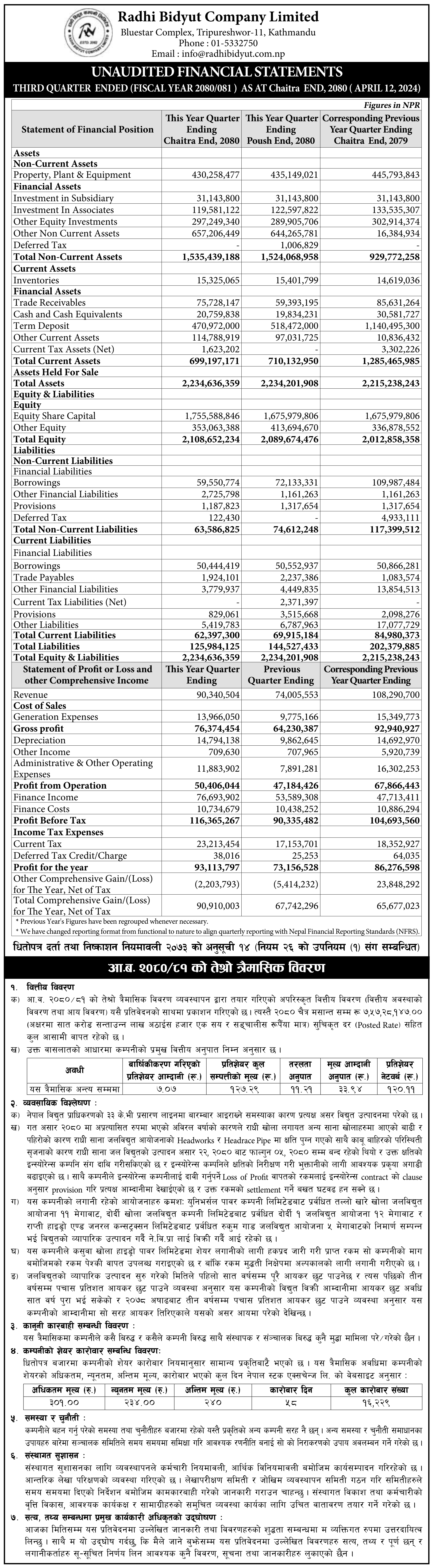 Image of FY 2080-81: Q3 Report: Radhi Bidyut Company Ltd. (RADHI)