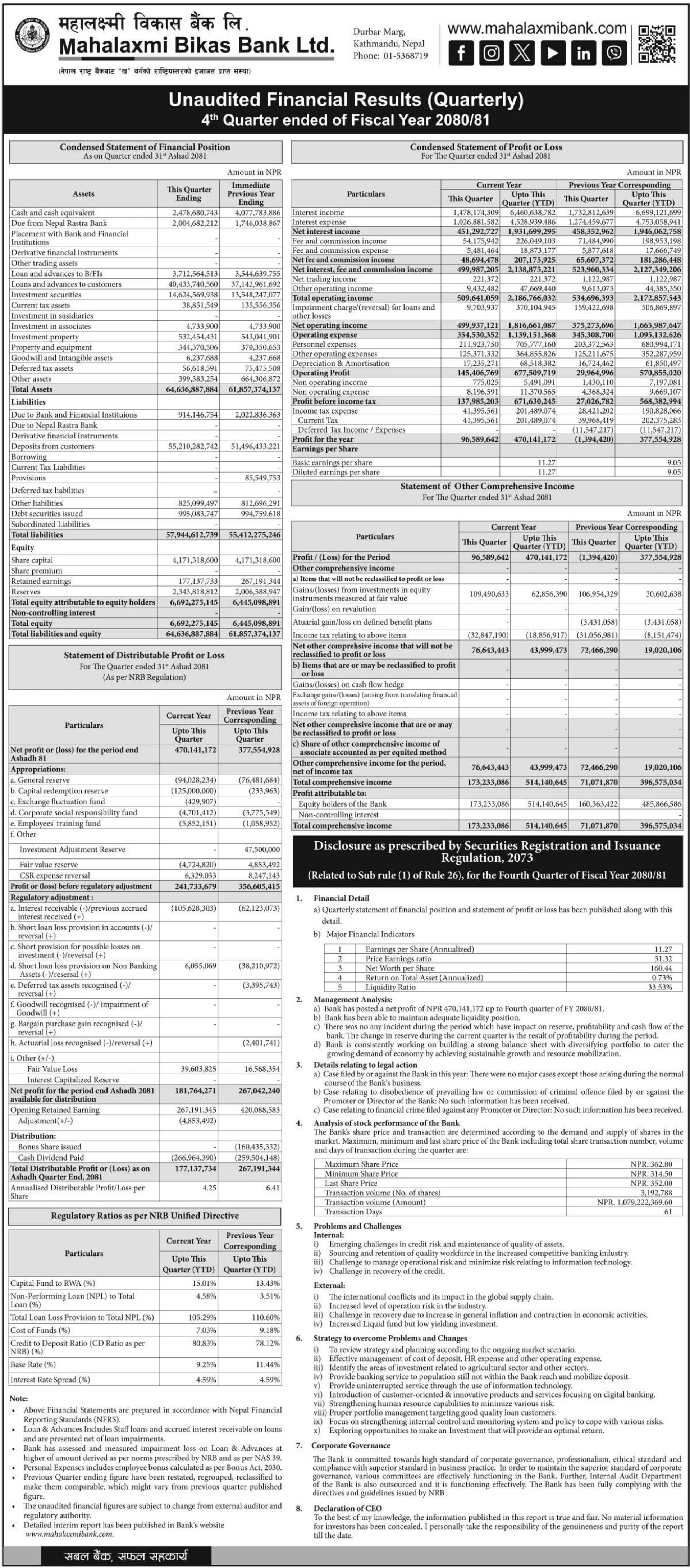 Image of FY 2080-81: Q4 Report: Mahalaxmi Bikas Bank Limited (MLBL)