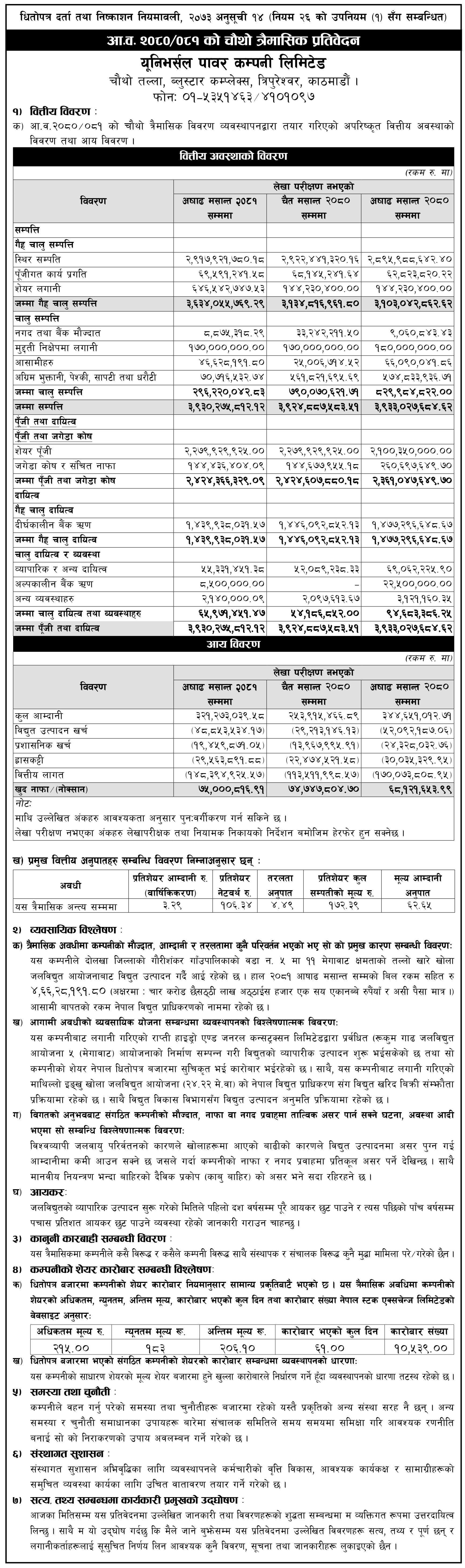 Image of FY 2080-81: Q4 Report: Universal Power Company Ltd. (UPCL)