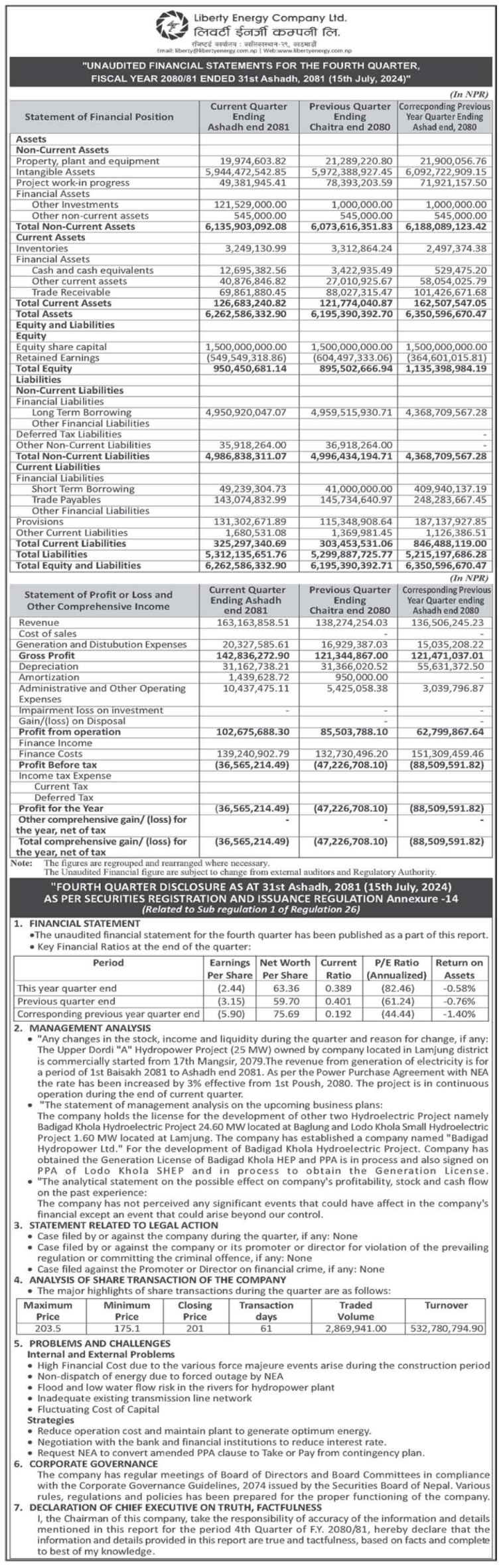 Image of FY 2080-81 : Q4 Report : Liberty Energy Company Ltd. (LEC)