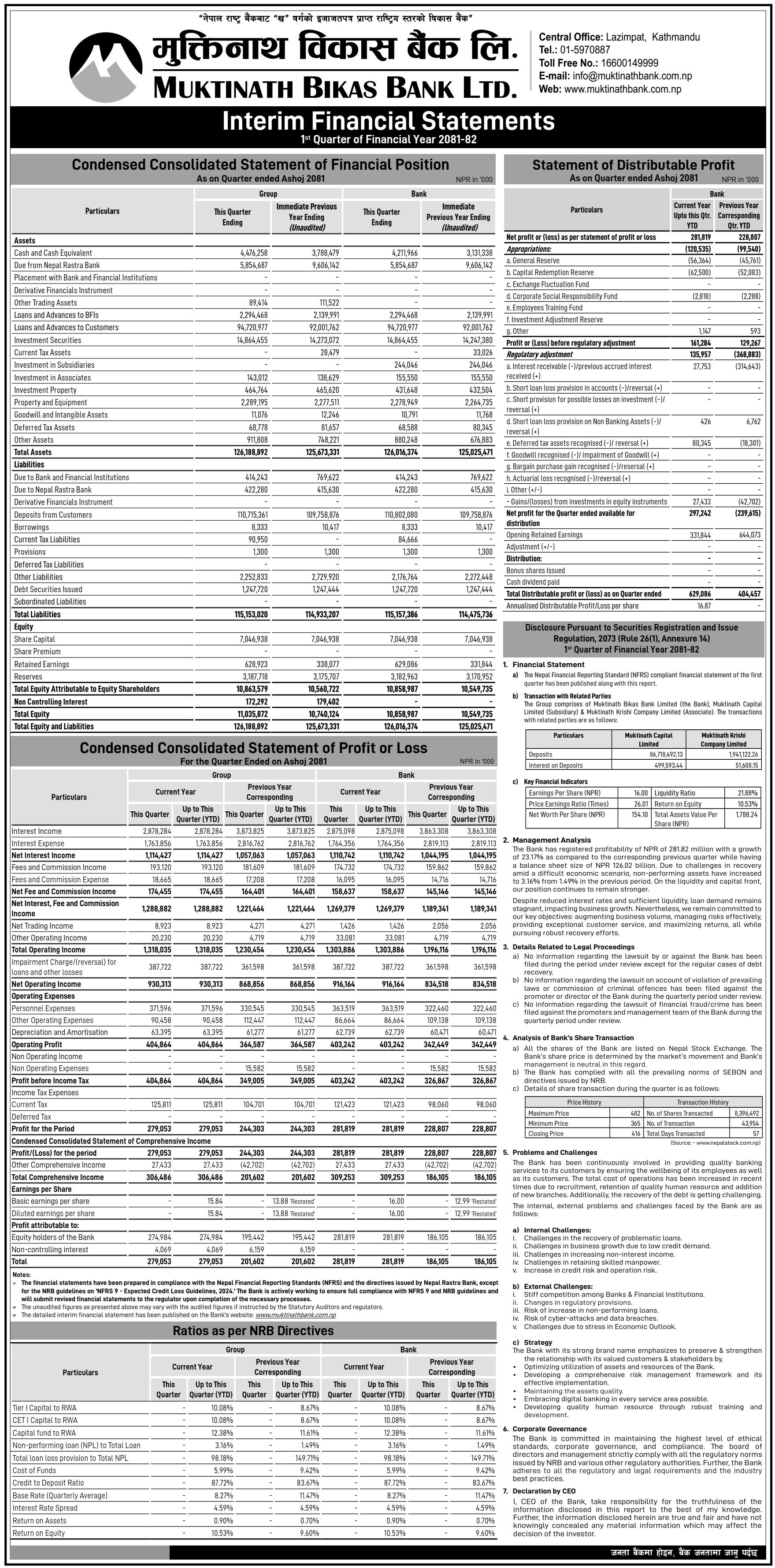 Image of FY 2081-82: Q1 Report: Muktinath Bikas Bank Ltd. (MNBBL)