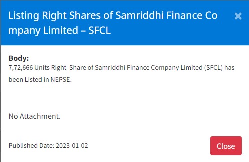 Image of Listing Right Shares of Samriddhi Finance Company Limited – SFCL