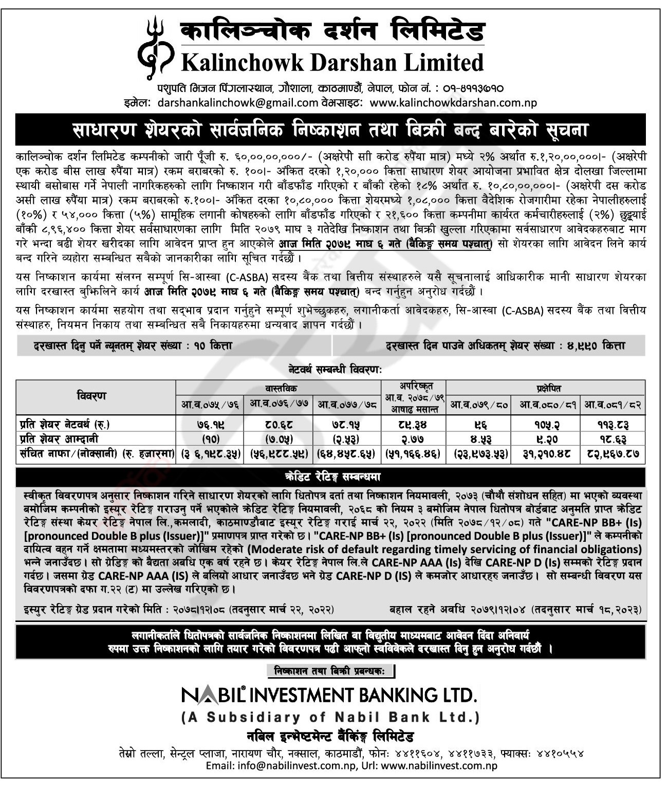 Image of Kalinchowk Darshan closes Ipo from today