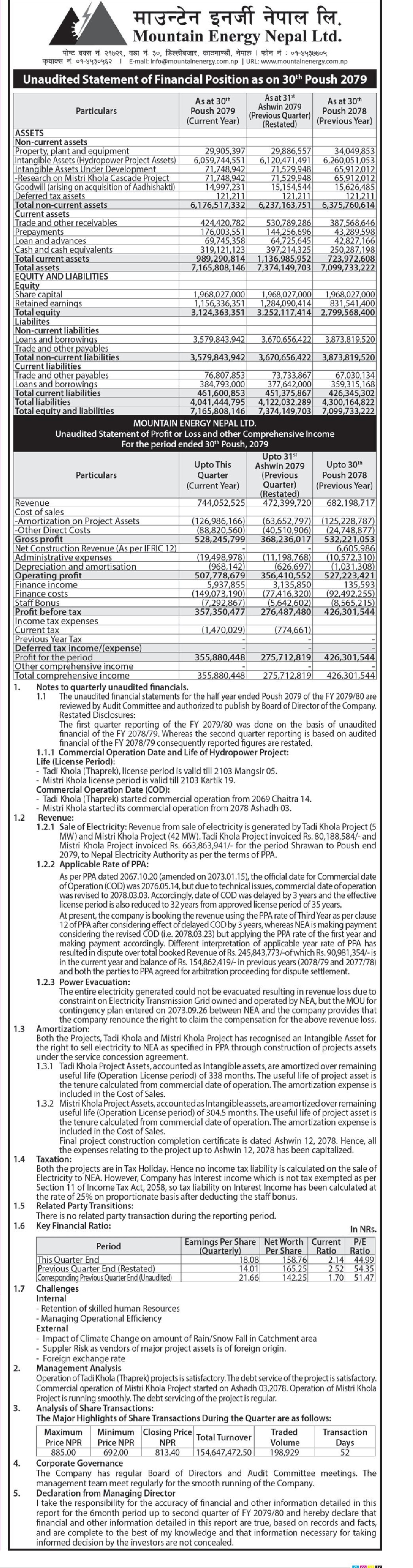 Image of FY 2079-80 : Q2 Report : Mountain Energy Nepal (MEN)