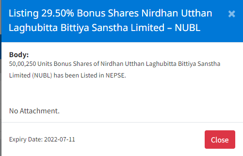 Image of Listing 29.50% Bonus Shares Nirdhan Utthan Laghubitta Bittiya Sanstha Limited – NUBL